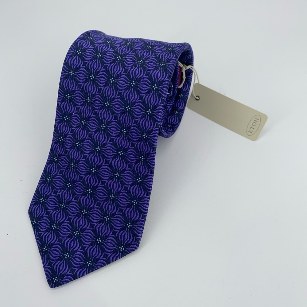Eton Tie Mens One Size Multi Patterned Silk Classic Fit Necktie England Made NWT